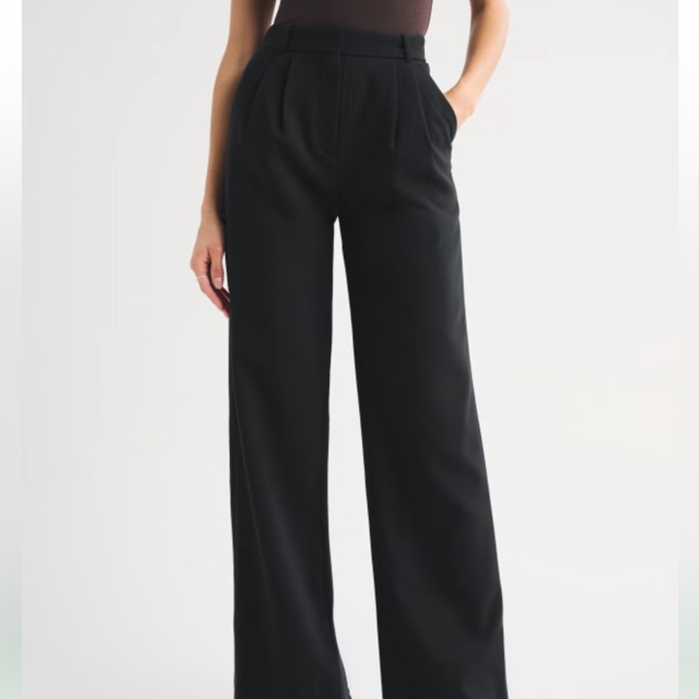 Abercrombie Sloane High-Waist Wide-Leg Dark Navy Blue Trouser Pants Size 28 6 R